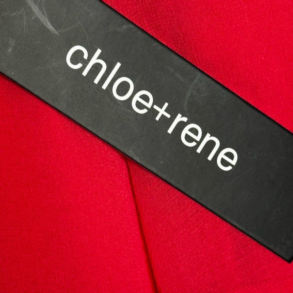 Chloe + Rene Red Coral Tunic Dress Size Small Pleated Bell Sleeve NWT - Picture 4 of 7